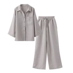 Cotton Linen Shirt Trouser Suit WomenMeasurement In CMsizeSMLXLbust[cm]102106112116waist[cm]64687478hip[cm]100105110115top length[cm]68.569.570.571.5trousers length[cm]101102.5104105.5Note: 1 inch=2.54 cm Size mearsured by ourselves ,so sometimes it has 1-3cm mistakes. Please check the size carefully before you buy ;if you are not sure about size,please contact us first .Thanks!Real Pictures Casual Fall Office Sets, Casual Office Sets For Fall, Summer Gray Long Sleeve Sets, Casual Fall Sets With Collared Shape, Beige Long Sleeve Office Sets, Relaxed Fit Solid Color Workwear Sets, Casual Long Sleeve Office Sets, Casual Long Sleeve Sets For Office, Casual Long Sleeve Sets For Work