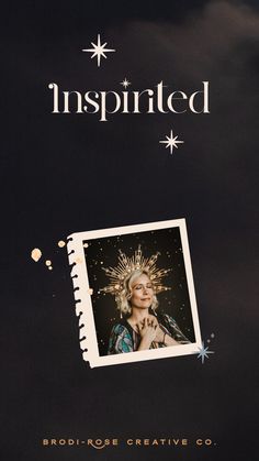 a book with an image of a woman wearing a crown on her head and the words inspired above it