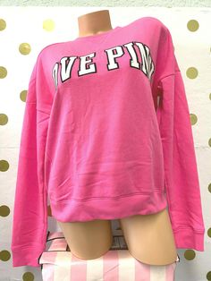 Victoria's Secret Pink Limited Edition Signature Crew Pullover Sweatshirt Pink New with Tag From Victoria's Secret PINK Collection, Cotton Blend  Victoria's Secret Pink Signature Limited Edition Crew Neck Pullover Signature Logo on front SORRY, WE DO NOT SHIP INTERNATIONAL !!! Payment must be made within 3 days after Auction end       Shipping Information US Shipping only : Shipping will be made by USPS First Class or Priority Mail, whichever is aprropriate according to the weight for inside of Trendy Cotton College Sweater, Trendy Cotton Sweater For College, Pink Crew Cotton Top, Pink Crew Top For Fall, Pink Cotton Crew Top, Casual Pink Crew Hoodie, Pink Long Sleeve College Sweater, Oversized Pink Crew Neck Top, Pink Long Sleeve Sweater For College