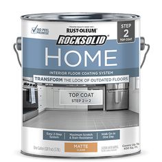 a white paint with the words rocksolid home in green and black on it