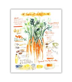 a poster with carrots and other ingredients on it