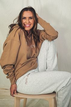 Mom Club embroidered ash sweatpants . Pairs perfectly with our mom club brown hoodie. Runs TTS so please size up for an oversized fit. Brown Hoodie, Welcome To The Family, Moms Club, Life Size, Comfy Outfits, Mom Life, Ash, Zip Ups, Sweatpants