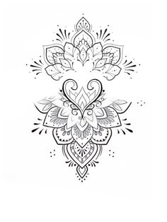 a black and white drawing of an ornate design