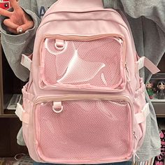 UAKISS - Japanese Ins Transparent Casual Backpacks Women Students Simple Fashion Schoolbags Y2k Aesthetic Jk Girls High-capacity Ita Bags Size:30*44*14CM "Size mearsured by ourselves, sometimes has some errors, but always within 3cm." Aesthetic Jk, Backpacks Women, Ita Bags, School Pencils, Japanese Sweet, Floral Bags, Waterproof Backpack, Girls High, Simple Fashion