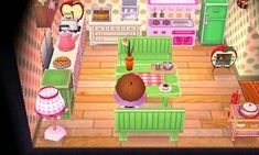 an image of a kitchen in the game animal crossing, which is playing on nintendo wii