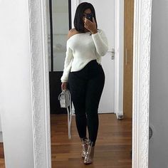 Holiday Outfits Jeans, Cookout Outfit Summer Casual, Christmas Outfit Black Women, Thick Baddie Outfits, Slim Thick Outfit, Outfits For Redheads, Winter Party Outfit Night Cold, Thigh High Boots Outfit Winter, January Outfits For Women