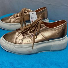 These Shoes Are Brand New, Never Worn, But They Do Not Have Their Original Box. They Are A Size Us 8m And They Are A Rose Gold Color. Superga Shoes, Shoes Color, Rose Gold Color, A Rose, Platform Shoes, Gold Color, Original Box, Rose Gold, Women Shoes