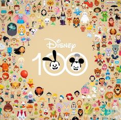 an image of many different disney characters in the shape of a circle on a beige background