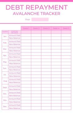 a printable debt payment tracker