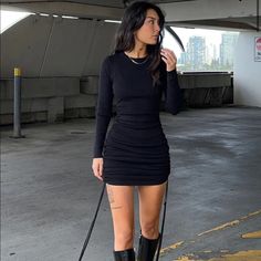 Military Minds Dress From Lioness. Never Been Worn Long Sleeve Black Mini Dress Outfit, Short Black Dress Long Sleeves, Black Long Sleeve Mini Dress, Hollywood Dress, Polly Dress, Fitted Mini Dress, Fitting Dress, Mini Dress Black, Long Sleeve Short Dress