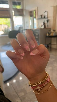 Stars pink nails french tip acrylics. French Tips Not Acrylic, French Tip Nails Back To School, French Tips With Short Nails, Nail Ideas Acrylic Back To School, French Tip Nail With Star, Acrylic Nail Ideas For Back To School, Pink French Tip Design Nails, Cute Nail Inspo For School, Pink Nails Nail Art