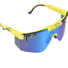 Pit Viper X Twisted Tea Sunglasses Twea Party Blue Yellow. Super Rare And Hard To Find. Worn Once With Case And Box. Blue Shield Sunglasses For Summer Sports, Retro Blue Sunglasses For Outdoors, Retro Blue Sunglasses For Outdoor, Blue Retro Sunglasses For Outdoor, Yellow Polarized Sunglasses For Sports, Yellow Sunglasses With Uv Protection For Party, Yellow Tinted Sports Sunglasses, Party Yellow Sunglasses With Uv Protection, Yellow Tinted Sunglasses For Sports