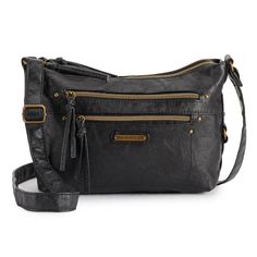 "You'll love the style and versatility of this Stone & Company hobo bag. You'll love the style and versatility of this Stone & Company hobo bag. HANDBAG DETAILS 12""H x 8""W x 4""D 13"" - 26"" Adjustable crossbody strap Zipper closure 1 interior zip pocket, 2 interior slip pockets 3 exterior zip pocketsCONSTRUCTION & CARE Body: vinyl Lining: nylon Wipe clean Imported Size: One Size. Color: Black. Gender: female. Age Group: adult." Soft Leather Hobo Bag, Smokey Mountain, White Windbreaker, Leather Hobo Handbags, Hobo Crossbody Bag, Hobo Purse, Black Leather Purse, Leather Hobo Bag, Hobo Handbags