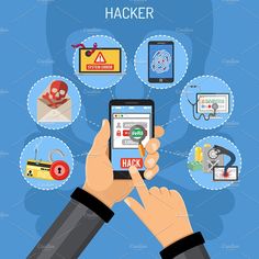 a person holding a smart phone in their hand with icons on it and the words hackr above them