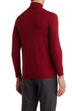 A supersoft turtleneck sweater knit from stretch-enhanced cotton offers a performance fit that's breathable, comfortable and stylish. Turtleneck Long sleeves 97% cotton, 3% spandex Hand wash, dry flat Imported Model stats: 6'1" height, 32" waist. Fitted Cotton Sweater For Layering, Stretch Solid Turtleneck With Ribbed Cuffs, Fitted Cotton Turtleneck With Long Sleeves, Fitted Cotton Long Sleeve Turtleneck, Fitted Turtleneck Cardigan With Ribbed Collar, Stretch Turtleneck Cardigan, Classic Stretch Sweater With Funnel Neck, Classic Funnel Neck Stretch Sweater, Fitted Cotton Turtleneck