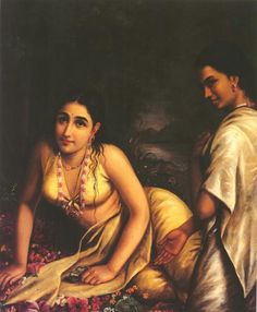 a painting of two women sitting next to each other