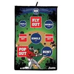 an image of a baseball game with the words fly out and pop out on it