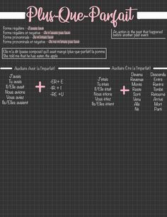 French Plus-que-Parfait Note French Vocab, French Writing, Exam Study Tips, French For Beginners