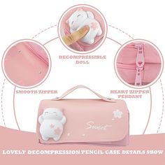 3D Kawaii Pencil Case Girls Decompression Pen Pouch Cute Waterproof School Supplies Aesthetic School Supplies Aesthetic, Supplies Aesthetic, Kawaii Pencil, Pencil Case Pouch, Korean Stationery, Pencil Box, Pen Pouch, Bubble Bag, Pencil Boxes