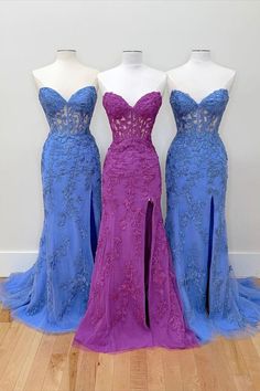 Purple Lace Dress With Sweetheart Neckline, Purple Lace Prom Evening Dress, Lavender Fitted Gown For Prom, Lavender Fitted Gown For Prom Season, Lavender Fitted Evening Dress For Prom, Fitted Lavender Evening Dress For Prom, Purple Mermaid Dress For Wedding, Purple Lace Dress With Fitted Bodice, Purple Dress With Fitted Bodice For Homecoming