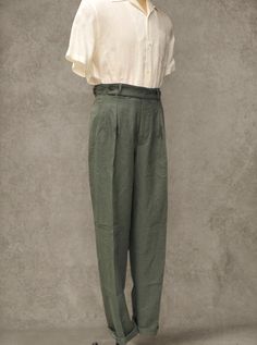 Big Boned, Belgian Linen, Wide Leg Pant, Heavy Weight, Green And Grey, Wide Leg Pants, Knitted Sweaters, Jade, Wide Leg