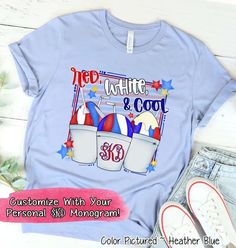 Snow Cone Monogram Shirt, Personalized 4th of July Shirt, Independence Day Shirt, American Flag Shirt, Red White Blue Shirt,Freedom T Shirt ✨Celebrate the USA in this Sweet Red White & Cool Patriotic Snow Cone Graphic Tees! Accented with your personal monogram, this T Shirt makes the perfect gift Patriotic Red Pre-shrunk Shirt, Red Patriotic Letter Print Shirt, Red Patriotic Shirt With Letter Print, Red Patriotic Cotton Shirt, Blue Cotton Patriotic Shirt, Red Pre-shrunk Shirt For 4th Of July, Pre-shrunk Red Summer Shirt, Red Pre-shrunk Shirt For Summer, Summer Red Pre-shrunk Shirt