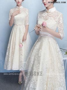 10% off now|Free shipping world-wide. Elegant Champagne Lace Wedding Party Dress With Collar at GemGrace. Click to learn our pro custom-made service for wedding dress, formal dress. View #WeddingGuestDresses for more ideas. Cream Lace Banquet Dresses, Cream Lace Dresses For Banquets, Cream Lace Dress For Banquet, Elegant Lace Bridesmaid Dress For Banquet, Cream A-line Lace Dress, Beige A-line Lace Wedding Dress, Fitted Lace Bridesmaid Dress For Wedding, Elegant Wedding Dress With Lace Patchwork, Elegant Wedding Dress With Lace Trim For Party