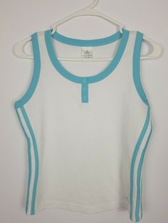 Adidas Womens Sleeveless Athletic Tank Top White Blue Small Medium 3 Stripes. Condition is Pre-owned. Adidas Sleeveless Sports Tank Top, Adidas Sleeveless Tank Top For Sports, Adidas Sporty Sleeveless Tank Top, Adidas Sleeveless Fitted Tank Top, Adidas Fitted Sleeveless Tank Top, Fitted Sleeveless Adidas Tank Top, Adidas Blue Sleeveless Top, Adidas Sporty Cotton Tank Top, Adidas Tank Top