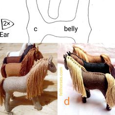 two different types of toy horses are shown in the same image and one is made out of felt