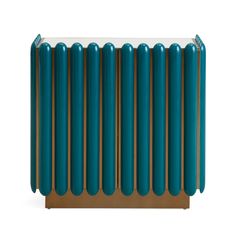 a blue and gold radiator on a white background