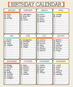 a printable birthday calendar for kids