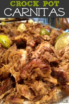 the crock pot carnitas recipe is ready to be eaten