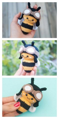 crocheted bee amigurt pattern with instructions to make it easy and cute