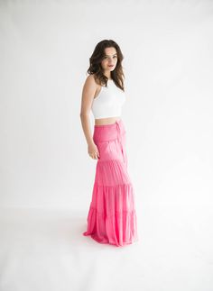 Maxi skirts are one of our favorite wardrobe essentials. Our Alara maxi is one you have to add to your closet. This lightweight, lined, flowy maxi skirt will be a wardrobe staple this spring, summer and beyond. So bring a little bit of joy to your day. Perfect for all types of warm weather days ahead! Size Chart Features: smocked waist drawstring maxi length lined fabric content: model is wearing a small. Height 5'4" Waist 26" Hips 34" bust 34 Flowy Maxi Skirt, Flowy Maxi Skirts, Denim Accessories, Maxi Skirts, Dress Romper, Bottoms Pants, Short Tops, Warm Weather, Wardrobe Essentials