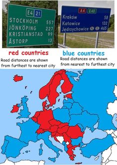 the map shows where roads are in europe and what they mean to drive on them