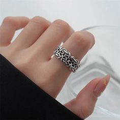 "Add some edge to your style with our Interlocking "Barbed Wire" Chain Pattern Adjustable Silver Ring. This unique, fashionable piece is both cool and functional, perfect for any trendsetter looking for a versatile accessory." Chain Pattern, Shades For Women, Punk Jewelry, Barbed Wire, Finger Rings, Men Earrings, Color Ring, Men's Rings, Men Necklace