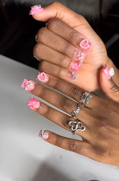 Girls Nail Designs, Acrylic Nail Set, Girly Acrylic Nails