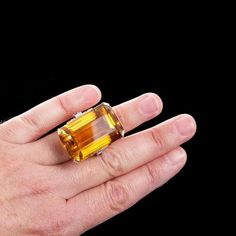 Large 75 Carat Citrine Art Deco Styled Ring – TMW Jewels Co. Luxury Formal Rectangular Topaz Ring, Luxury Rectangular Topaz Ring For Formal Occasions, Yellow Citrine Topaz Ring Rectangular Shape, Luxury Yellow Rectangular Rings, Luxury Yellow Rectangular Ring, Step Cut, Ruby Diamond, White Gold Ring, Baguette Diamond