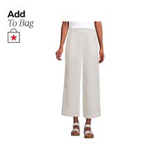 in stock Spring Cream Ankle-length Wide Leg Pants, Cream Wide Leg Ankle-length Pants For Spring, Cream Straight Pants For Spring, Cream Ankle-length Wide Leg Pants For Spring, Casual White Wide-leg Capris, Cream Wide-leg Casual Bottoms, White Wide-leg Capris For Summer, White Relaxed Fit Capris With Elastic Waistband, Cream Straight Leg Pants For Day Out