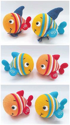 three pictures of different types of toy fish