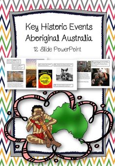 an australian map with the words key historic events, and information about australia on it