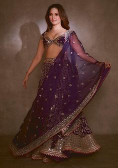 Gopi Vaid-Purple Sacchi Lehenga Set-INDIASPOPUP.COM Luxury Purple Traditional Wear With Meenakari, Luxury Bollywood Lehenga With Sequins, Luxury Bollywood Lehenga For Evening Events, Luxury Bollywood Style Shantoon Lehenga, Luxury Purple Dabka Dupatta, Luxury Lehenga With Sheer Dupatta For Diwali, Luxury Bollywood Style Lace Lehenga, Luxury Bollywood Raw Silk Lehenga, Luxury Evening Lehenga In Chinon