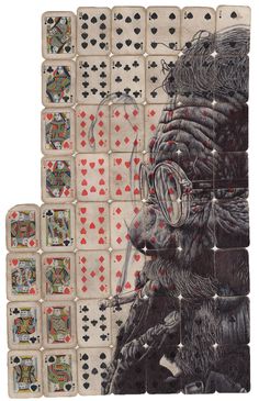 an image of playing cards made to look like the creature from star wars, with different designs on them