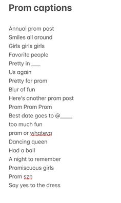 an image of the words prom and proms written in black on a white background