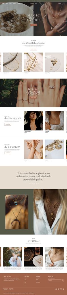 the website design for jewelry store