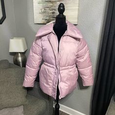 Brand New With Tags, Puffer Coat That Zips, Has Large Collar But No Hood. Very Cute Jacket! Trendy Spring Puffer Jacket For Work, Cream Puffer Jacket, Red Puffer, Long Puffer, Tie Front Cardigan, Rayon Pants, Puffer Jacket Women, Cute Jackets, Black Puffer