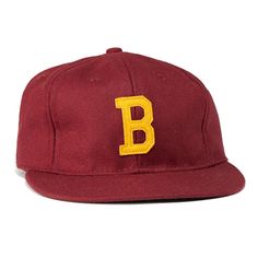 Brooklyn College 1959 Vintage Ballcap Classic Red Six-panel Baseball Cap, Classic Curved Brim Baseball Cap For College, Vintage Red Six-panel Baseball Cap, Vintage Six-panel Fitted Hat With Embroidered Logo, Vintage Embroidered Logo Fitted Hat, Classic Wool Snapback Hat, Vintage Baseball Cap For College, Vintage Cap For College, Vintage Curved Brim Hats For College