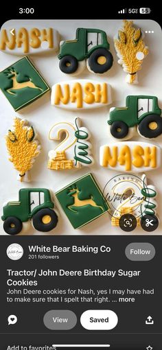 some cookies that are in the shape of trucks