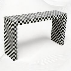 Bone Inlay Checkerboard Console Black 1 Checkerboard Furniture, Black And White Checkerboard Coffee Table, Black And White Checkered Lamp, Chess Board Black And White, Checkerboard Table, Sofa Bar, Console Tv, Black Console Table, Bone Inlay Furniture