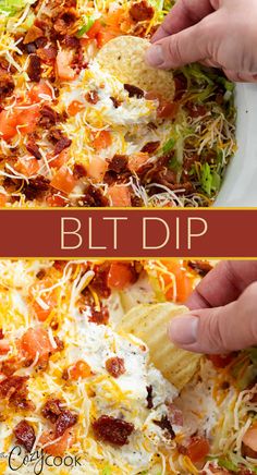 blt dip with bacon and cheese and sour cream Easy Finger Food, Blt Dip, Best Dip Recipes, Best Appetizer, Delicious Dips Recipes, Appetizers Easy Finger Food, Best Appetizer Recipes, Finger Foods Easy, Dip Recipes Easy